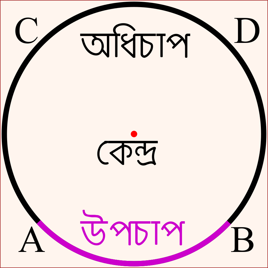 বৃত্তের উপচাপ ও অধিচাপ চিহ্নিত চিত্র