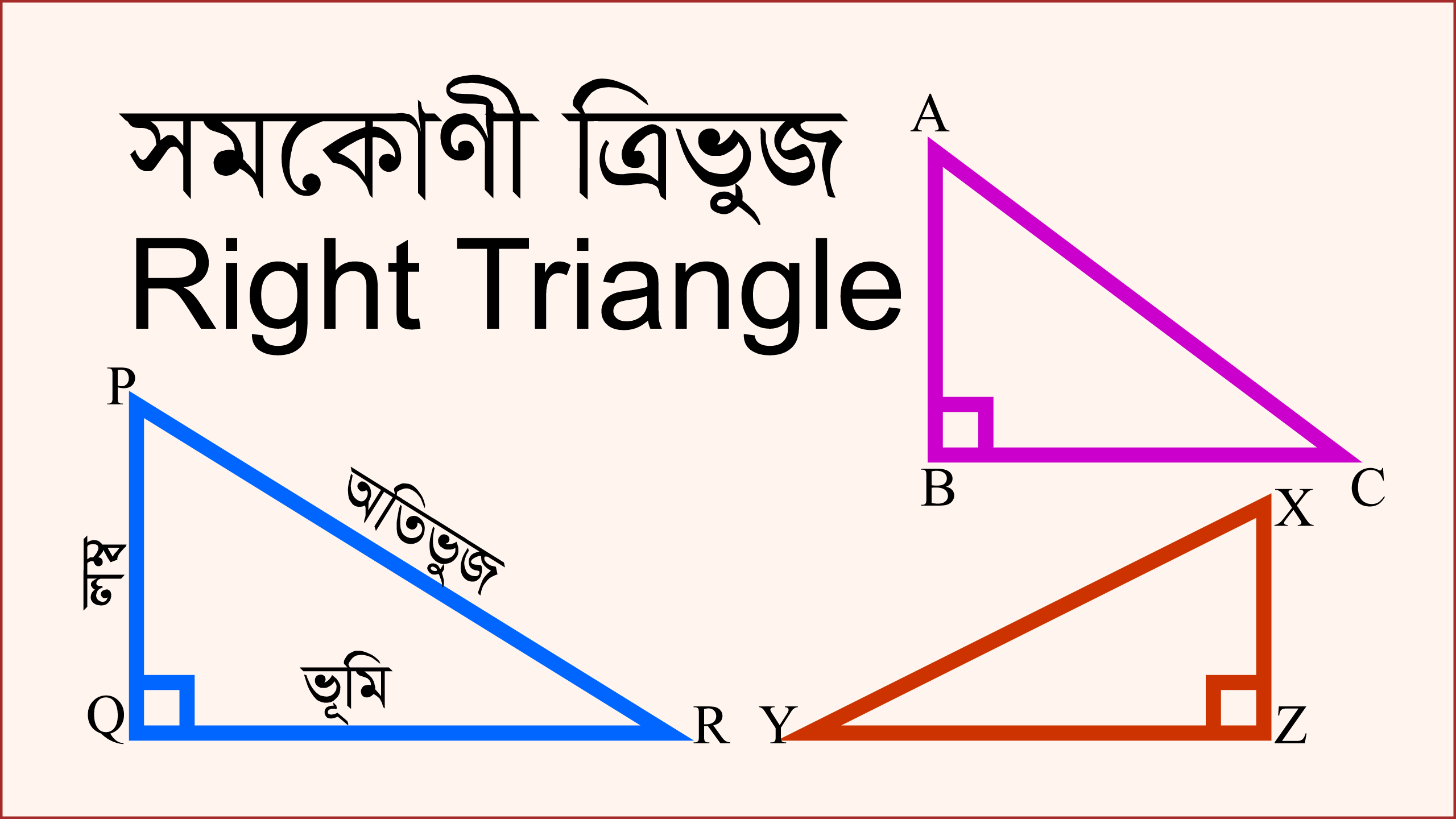 তিনটি সমকোণী ত্রিভুজ চিত্র